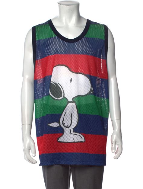 gucci snoopy tank top|Gucci x Snoopy Mesh Striped Tank .